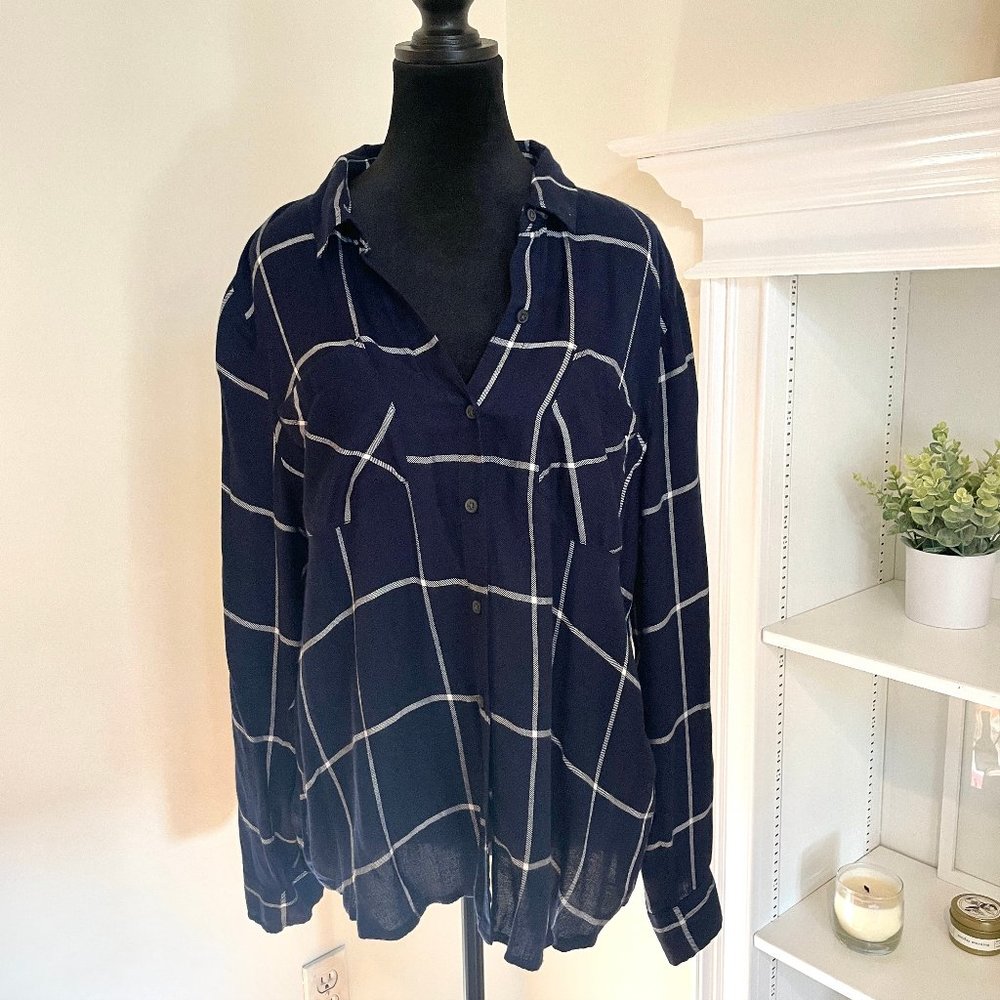 Lucky Brand Womens Navy Flannel Shirt, Size XL, NWT